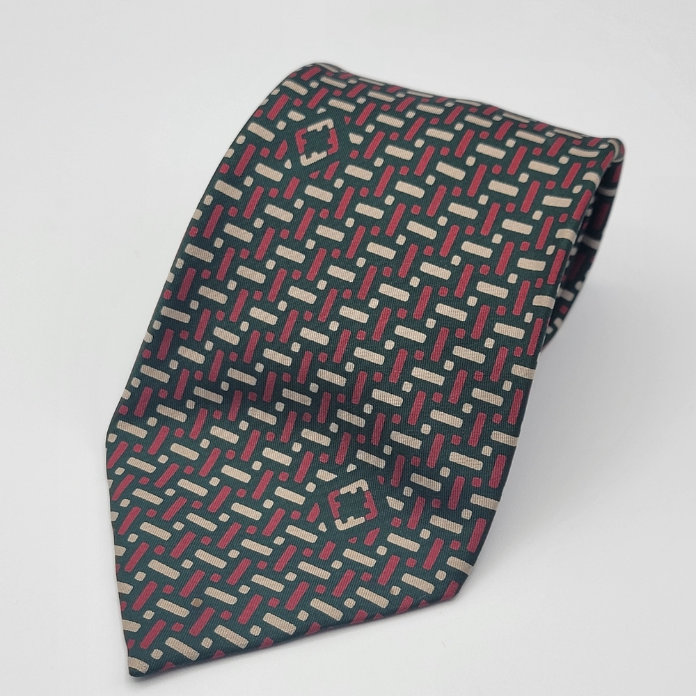 Salvatore Ferragamo Brown Beige Red‎ Necktie Tie 100% Silk Italy